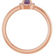 14K Rose Lab-Grown Alexandrite & .05 CTW Natural Diamond French-Set Halo-Style Ring