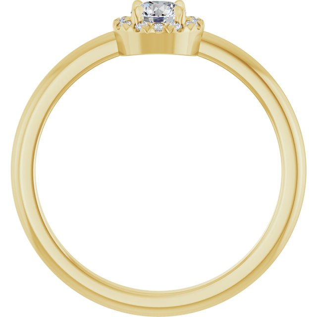 14K Yellow Natural White Sapphire & .05 CTW Natural Diamond French-Set Halo-Style Ring
