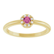 14K Yellow Natural Pink Tourmaline & .03 CTW Natural Diamond French-Set Halo-Style Ring