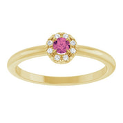 14K Yellow Natural Pink Tourmaline & .03 CTW Natural Diamond French-Set Halo-Style Ring
