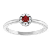 Sterling Silver Natural Mozambique Garnet & .03 CTW Natural Diamond French-Set Halo-Style Ring