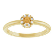 14K Yellow Natural Citrine & .03 CTW Natural Diamond French-Set Halo-Style Ring