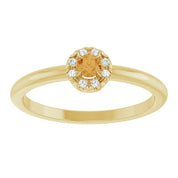 14K Yellow Natural Citrine & .03 CTW Natural Diamond French-Set Halo-Style Ring