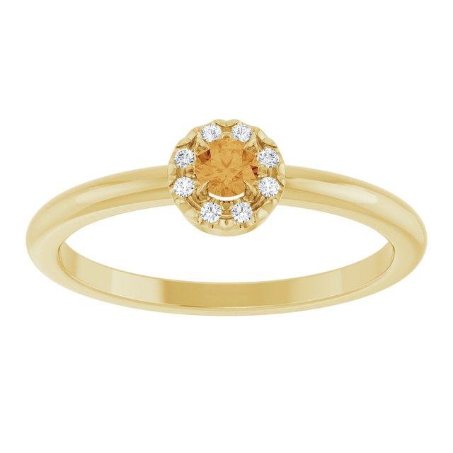 14K Yellow Natural Citrine & .03 CTW Natural Diamond French-Set Halo-Style Ring