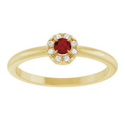 14K Yellow Natural Mozambique Garnet & .03 CTW Natural Diamond French-Set Halo-Style Ring