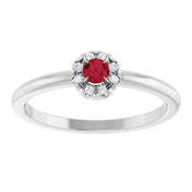 Sterling Silver Natural Ruby & .03 CTW Natural Diamond French-Set Halo-Style Ring
