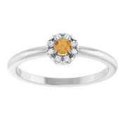 Platinum Natural Citrine & .03 CTW Natural Diamond French-Set Halo-Style Ring