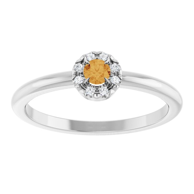 Platinum Natural Citrine & .03 CTW Natural Diamond French-Set Halo-Style Ring