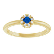 14K Yellow Lab-Grown Blue Sapphire & .03 CTW Natural Diamond French-Set Halo-Style Ring