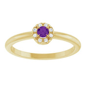 14K Yellow Natural Amethyst & .03 CTW Natural Diamond French-Set Halo-Style Ring