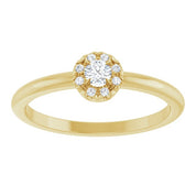 14K Yellow Natural White Sapphire & .03 CTW Natural Diamond French-Set Halo-Style Ring