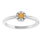 Sterling Silver Natural Citrine & .03 CTW Natural Diamond French-Set Halo-Style Ring
