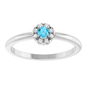 Platinum Natural Aquamarine & .03 CTW Natural Diamond French-Set Halo-Style Ring