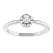 Platinum Natural White Sapphire & .03 CTW Natural Diamond French-Set Halo-Style Ring