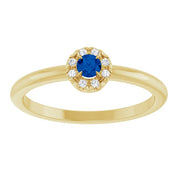 14K Yellow Natural Blue Sapphire & .08 CTW Natural Diamond French-Set Halo-Style Ring