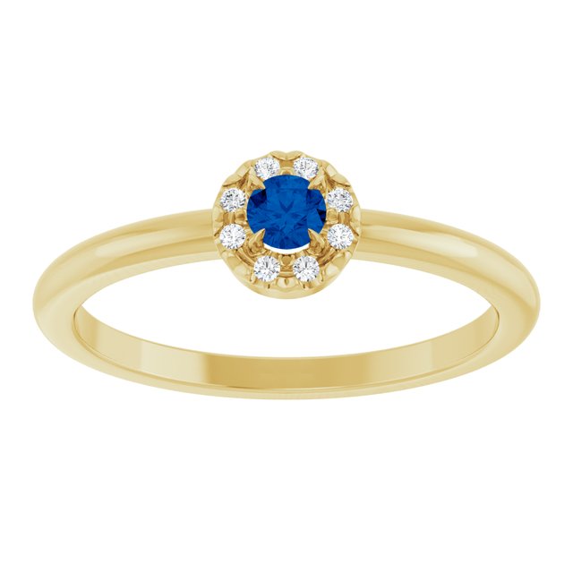 14K Yellow Natural Blue Sapphire & .08 CTW Natural Diamond French-Set Halo-Style Ring