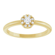 14K Yellow 1/8 CTW Natural Diamond French-Set Halo-Style Ring