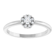 14K White Natural White Sapphire & .03 CTW Natural Diamond French-Set Halo-Style Ring