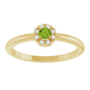 14K Yellow Natural Peridot & .03 CTW Natural Diamond French-Set Halo-Style Ring