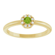 14K Yellow Natural Peridot & .03 CTW Natural Diamond French-Set Halo-Style Ring