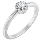 Sterling Silver Natural White Sapphire & .03 CTW Natural Diamond French-Set Halo-Style Ring