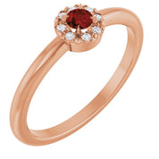 14K Rose Natural Mozambique Garnet & .03 CTW Natural Diamond French-Set Halo-Style Ring