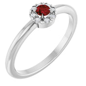 Sterling Silver Natural Mozambique Garnet & .03 CTW Natural Diamond French-Set Halo-Style Ring