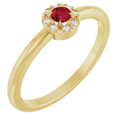 14K Yellow Lab-Grown Ruby & .03 CTW Natural Diamond French-Set Halo-Style Ring