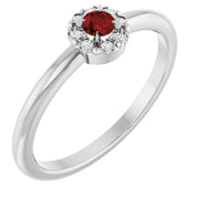 14K White Natural Mozambique Garnet & .03 CTW Natural Diamond French-Set Halo-Style Ring