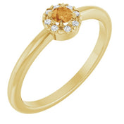 14K Yellow Natural Citrine & .03 CTW Natural Diamond French-Set Halo-Style Ring