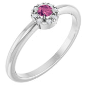 Platinum Natural Pink Tourmaline & .03 CTW Natural Diamond French-Set Halo-Style Ring