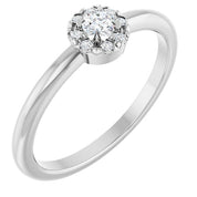 14K White Natural White Sapphire & .03 CTW Natural Diamond French-Set Halo-Style Ring