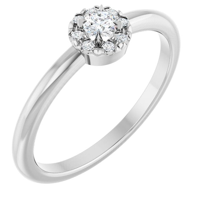 14K White Natural White Sapphire & .03 CTW Natural Diamond French-Set Halo-Style Ring