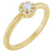 14K Yellow Natural White Sapphire & .03 CTW Natural Diamond French-Set Halo-Style Ring