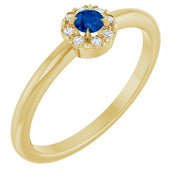 14K Yellow Natural Blue Sapphire & .03 CTW Natural Diamond French-Set Halo-Style Ring