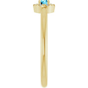 14K Yellow Natural Aquamarine & .03 CTW Natural Diamond French-Set Halo-Style Ring