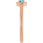 14K Rose Natural Aquamarine & .03 CTW Natural Diamond French-Set Halo-Style Ring