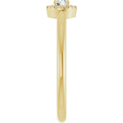 14K Yellow Natural White Sapphire & .03 CTW Natural Diamond French-Set Halo-Style Ring