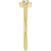 14K Yellow Natural White Sapphire & .03 CTW Natural Diamond French-Set Halo-Style Ring