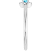 Sterling Silver Natural Aquamarine & .03 CTW Natural Diamond French-Set Halo-Style Ring