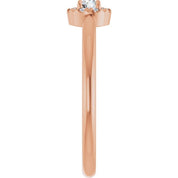 14K Rose Natural White Sapphire & .03 CTW Natural Diamond French-Set Halo-Style Ring