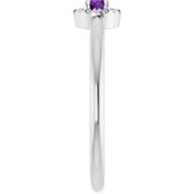 Platinum Natural Amethyst & .03 CTW Natural Diamond French-Set Halo-Style Ring