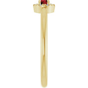 14K Yellow Natural Mozambique Garnet & .03 CTW Natural Diamond French-Set Halo-Style Ring