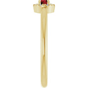 14K Yellow Natural Mozambique Garnet & .03 CTW Natural Diamond French-Set Halo-Style Ring