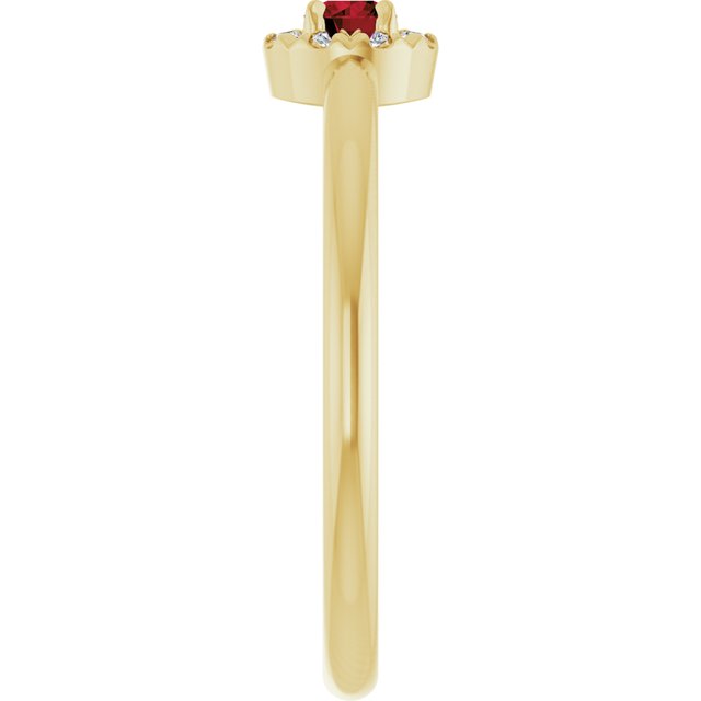 14K Yellow Natural Mozambique Garnet & .03 CTW Natural Diamond French-Set Halo-Style Ring