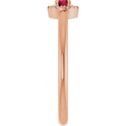 14K Rose Natural Ruby & .03 CTW Natural Diamond French-Set Halo-Style Ring