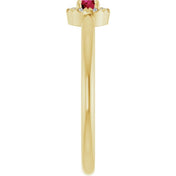 14K Yellow Lab-Grown Ruby & .03 CTW Natural Diamond French-Set Halo-Style Ring