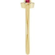 14K Yellow Lab-Grown Ruby & .03 CTW Natural Diamond French-Set Halo-Style Ring