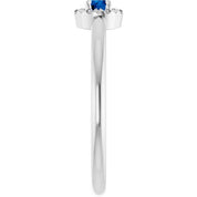 Platinum Natural Blue Sapphire & .03 CTW Natural Diamond French-Set Halo-Style Ring