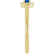 14K Yellow Natural Blue Sapphire & .03 CTW Natural Diamond French-Set Halo-Style Ring